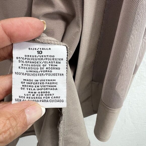 R&M Collection Women's Size 10 Formal Dress And Jacket Set Sequin Lace Tan Beige - Picture 10 of 16